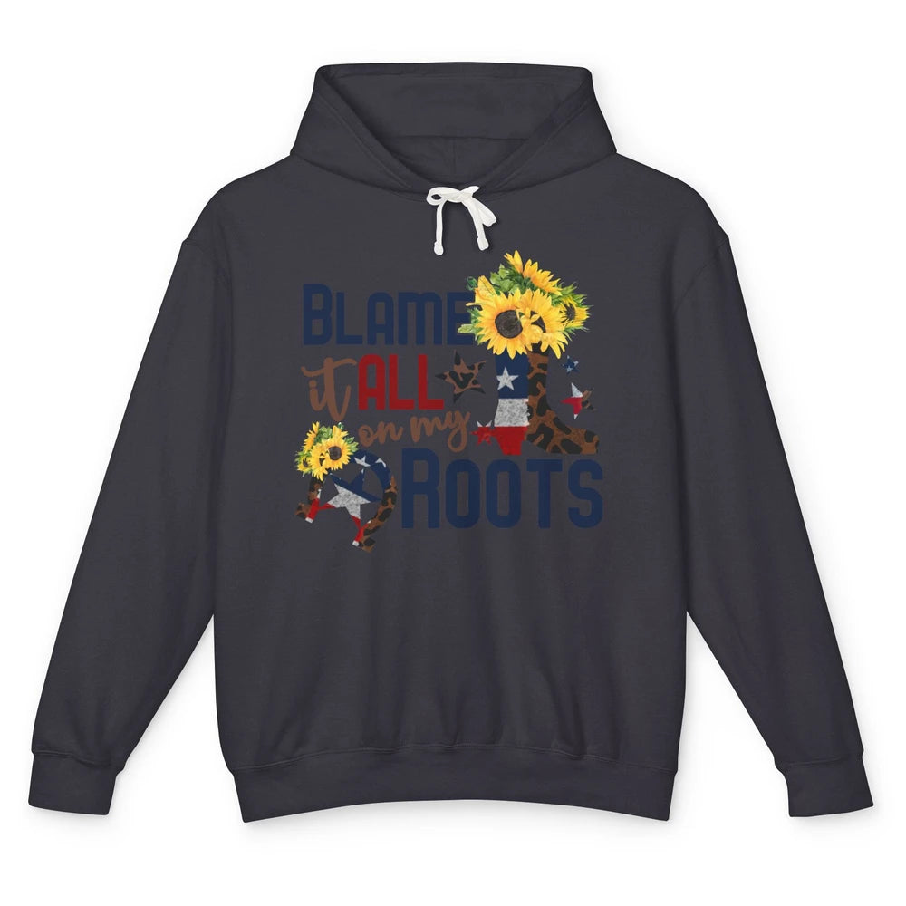 Retro Cowgirl Boot Blame It All On My Boot US Flag Sunflower Unisex Lightweight Hoodie