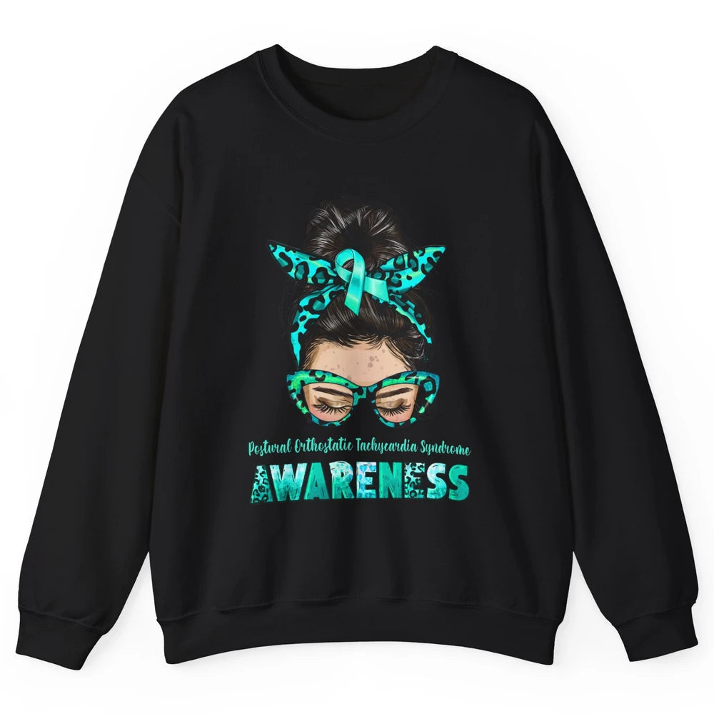 Postural Orthostatic Tachycardia Syndrome Ribbon Messy Bun Unisex Crewneck Sweatshirt