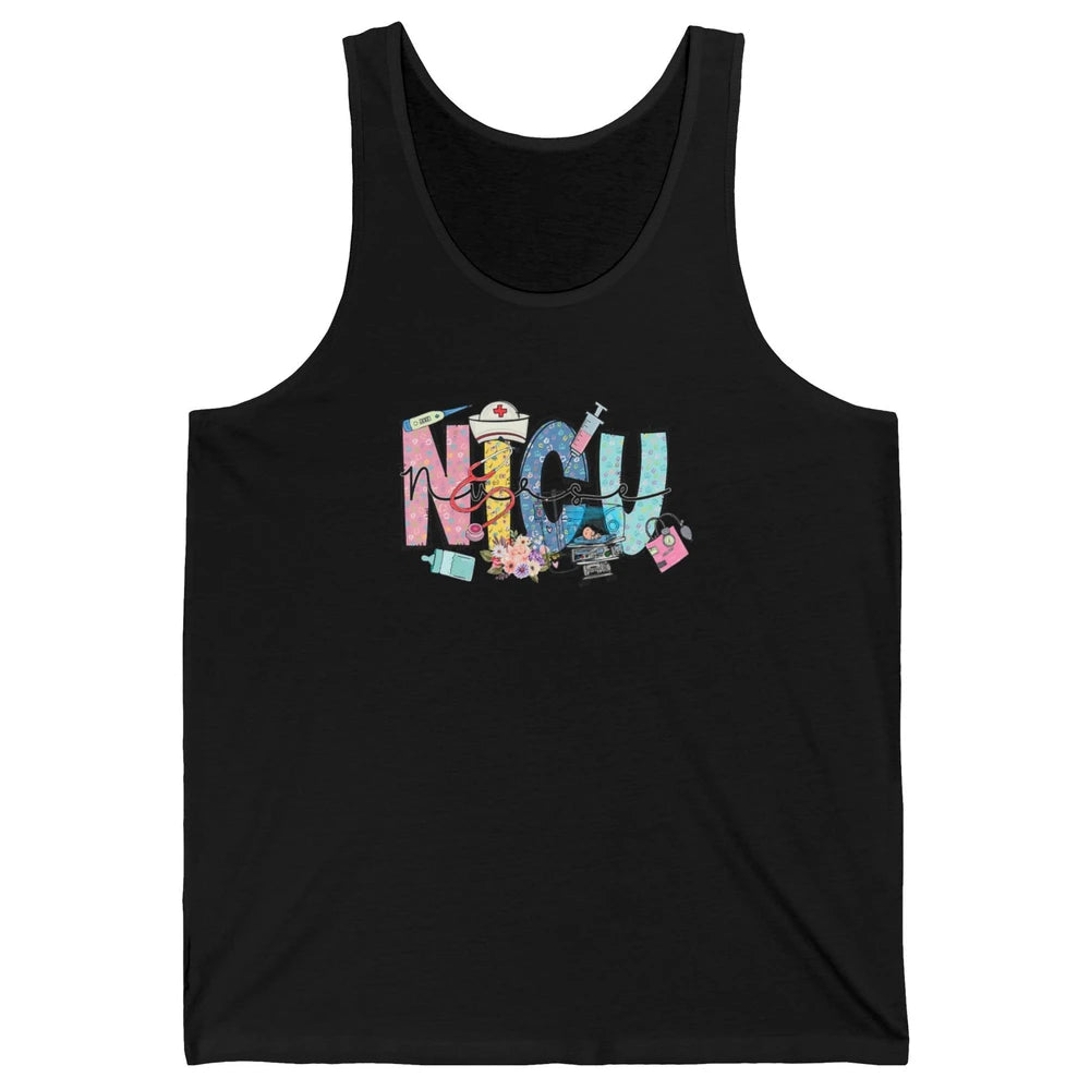Nicu Nurse Registered Therapist Nursing Floral Leopard Care Unisex Jersey Tank
