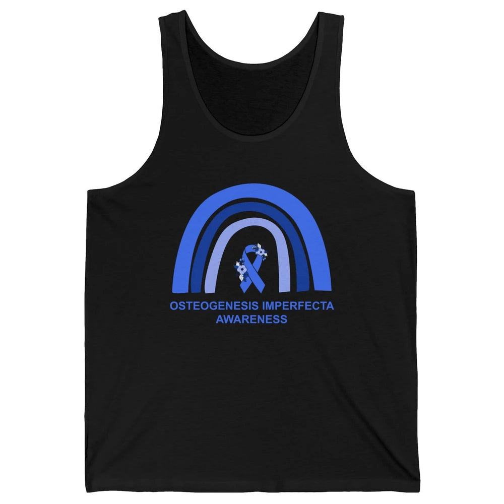 Osteogenesis Imperfecta Awareness OI Floral Blue Rainbow Unisex Jersey Tank