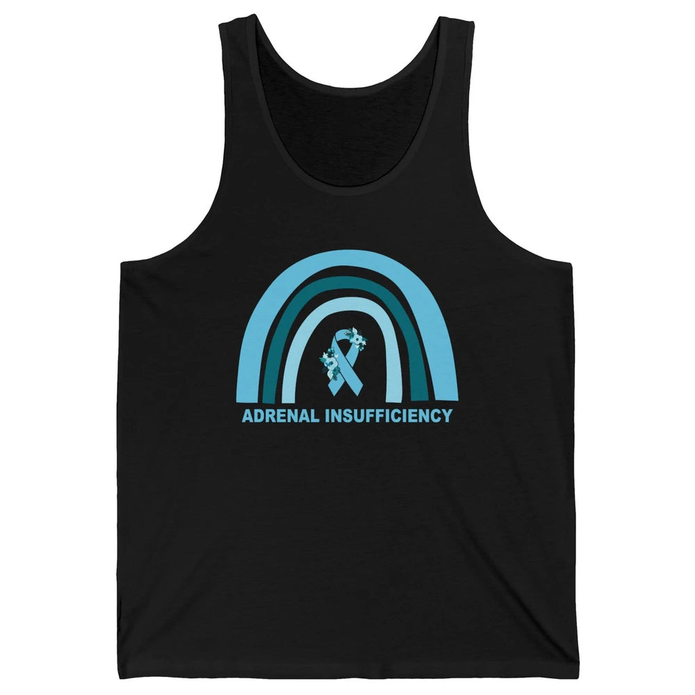 Adrenal Insufficiency Awareness Floral Blue Ribbon Rainbow Unisex Jersey Tank