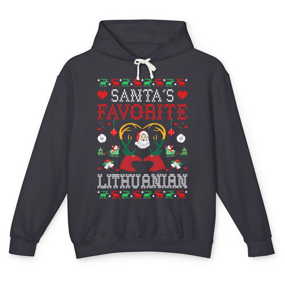 Merry Christmas Santa Favorite Lithuanian Xmas Ugly Santa Unisex Lightweight Hoodie