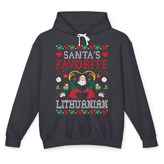 Merry Christmas Santa Favorite Lithuanian Xmas Ugly Santa Unisex Lightweight Hoodie