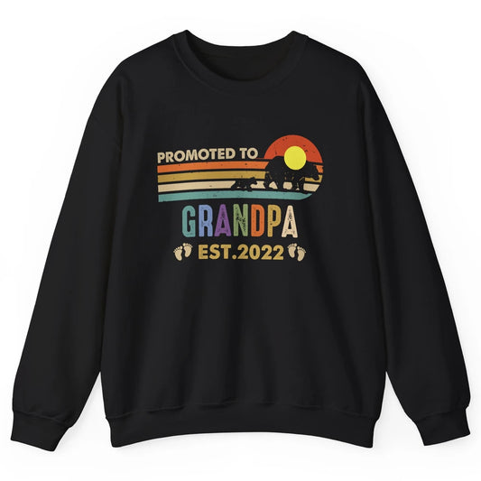 Retro Bear Sunset Promoted To Grandpa Est 2022 Grandpa Gift Unisex Crewneck Sweatshirt