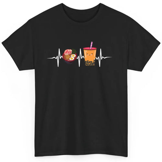 Ramen And Bubble Tea Lovers Heartbeat Japanese Food Kawaii Classic Unisex T-Shirt