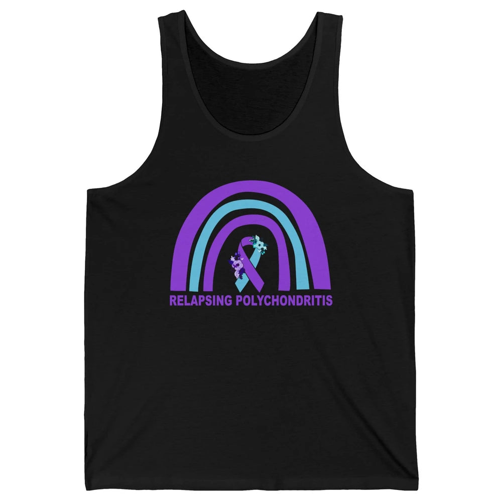 Relapsing Polychondritis Awareness Floral Blue Purple Ribbon Unisex Jersey Tank