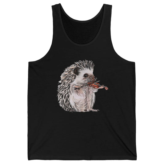 Retro Hedgehog Playing Viloin Musician Violinist Hedgehog Unisex Jersey Tank
