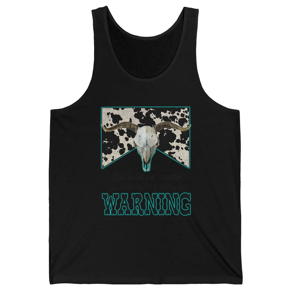 Retro Cowhide Bull Skull Should've Come With Warning Western Unisex Jersey Tank