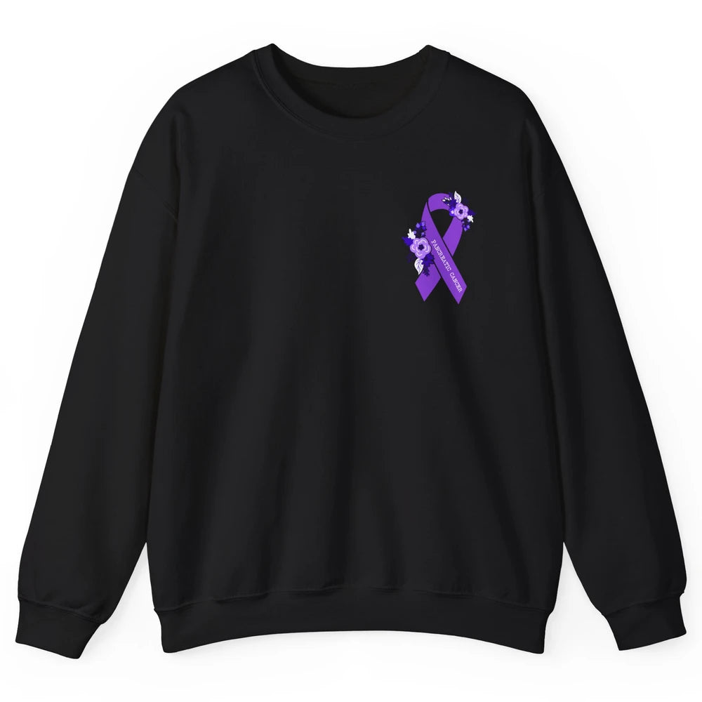 Pancreatic Cancer Awareness Floral Purple Ribbon Rainbow Unisex Crewneck Sweatshirt