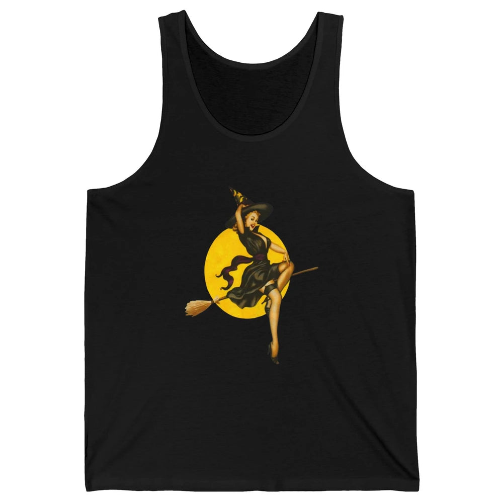 Pin Up Vintage Witch Pastel Witchcraft Halloween Spooky Goth Unisex Jersey Tank