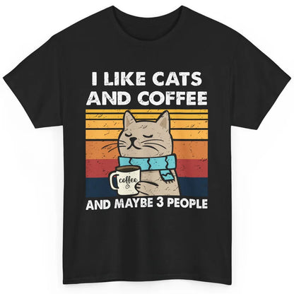 Retro Funny Fall Cat I Like Cats Coffee And Maybe 3 People Classic Unisex T-Shirt
