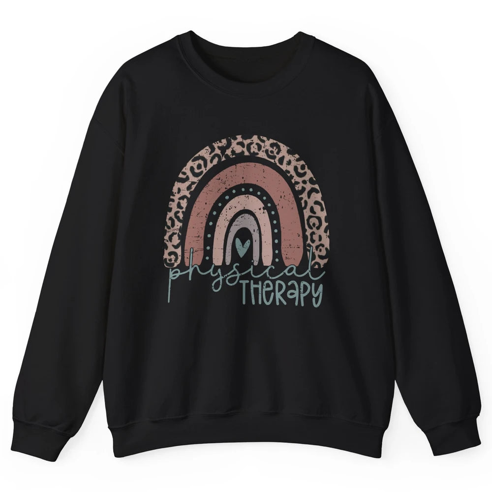 Retro Physical Therapy Rainbow Physical Therapist PT Leopard Unisex Crewneck Sweatshirt
