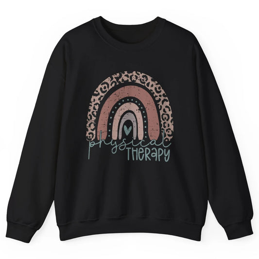 Retro Physical Therapy Rainbow Physical Therapist PT Leopard Unisex Crewneck Sweatshirt