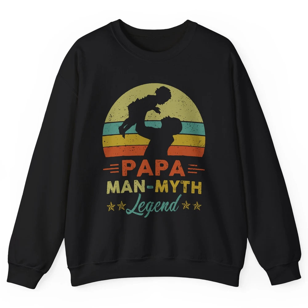 Papa Man Myth Legend Fathers Day Vintage Unisex Crewneck Sweatshirt