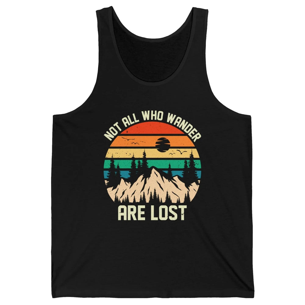 Retro Mountain Sunset Camping Not All Who Wander Are Lost Unisex Jersey Tank