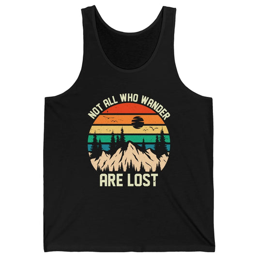 Retro Mountain Sunset Camping Not All Who Wander Are Lost Unisex Jersey Tank