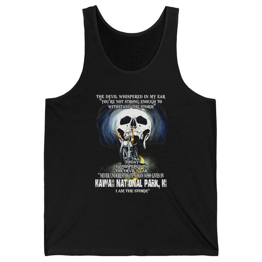 Never Underestimate Hawaii National Park Man Devil Ear Skull Unisex Jersey Tank