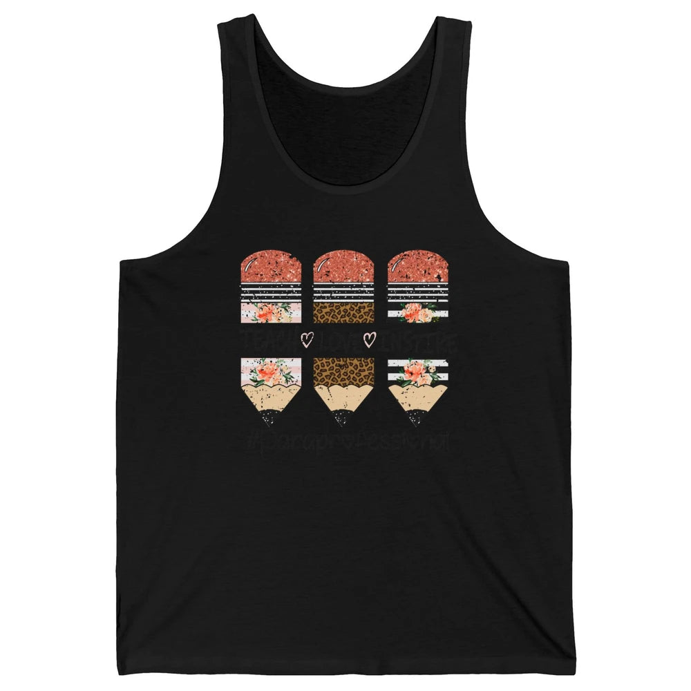 Retro Floral Leopard Teach Love Inspire Paraprofessional Unisex Jersey Tank