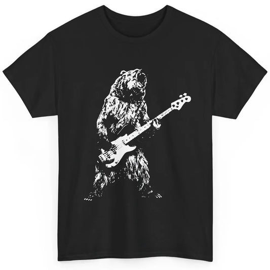 Retro Bear Playing Bass Guitar Bear Guitarist Music Lovers Classic Unisex T-Shirt