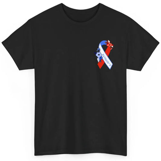 Raynaud's Syndrome Awareness Support Floral Red Blue Ribbon Classic Unisex T-Shirt
