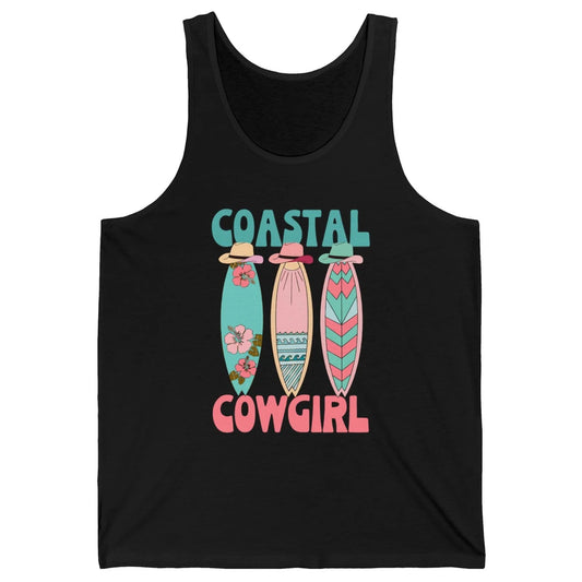 Retro Coastal Cowgirl Surfboards Western Cowgirl Beach Life Unisex Jersey Tank