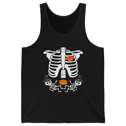 Pregnant Halloween Skeleton Baby Twins Witch Pumpkin Costume Unisex Jersey Tank