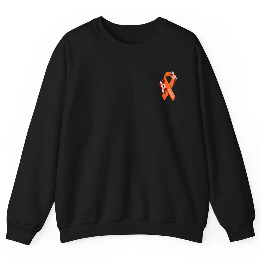Multiple Sclerosis Awareness Floral Orange Ribbon Rainbow Unisex Crewneck Sweatshirt