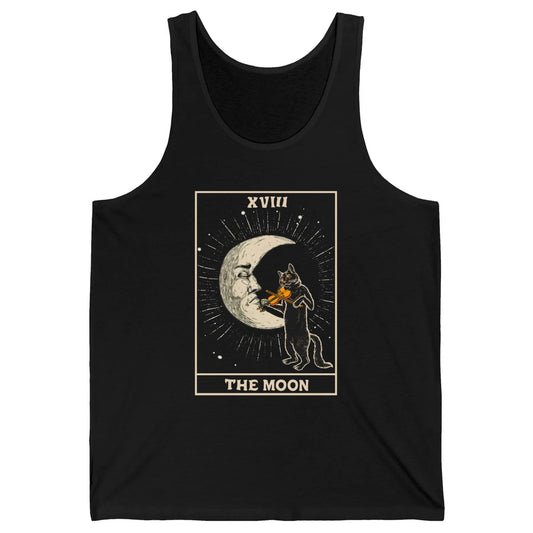 Retro Halloween Cat Guitarist The Moon Tarot Card Witchcraft Unisex Jersey Tank