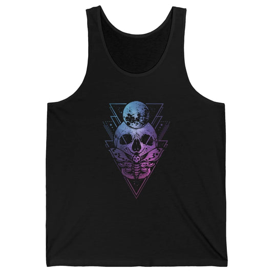 Moon Skull Wicca Crescent Lunar Moth Skeleton Halloween Goth Unisex Jersey Tank