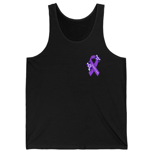 Pancreatic Cancer Awareness Floral Purple Ribbon Rainbow Unisex Jersey Tank