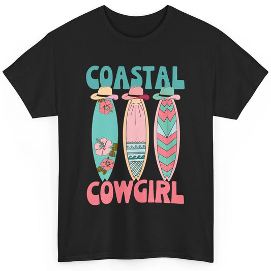 Retro Coastal Cowgirl Surfboards Western Cowgirl Beach Life Classic Unisex T-Shirt