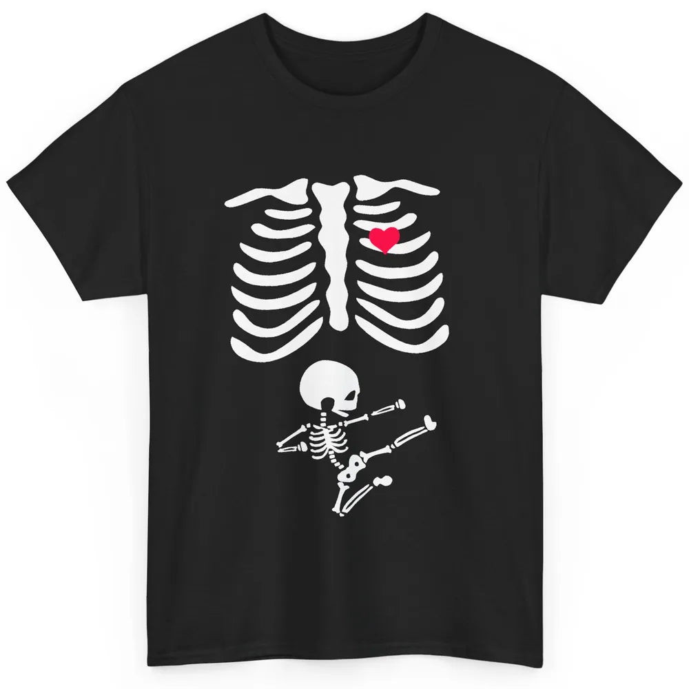 Pregnant Halloween Skeleton Naughty Baby Boy Pumpkin Costume Classic Unisex T-Shirt