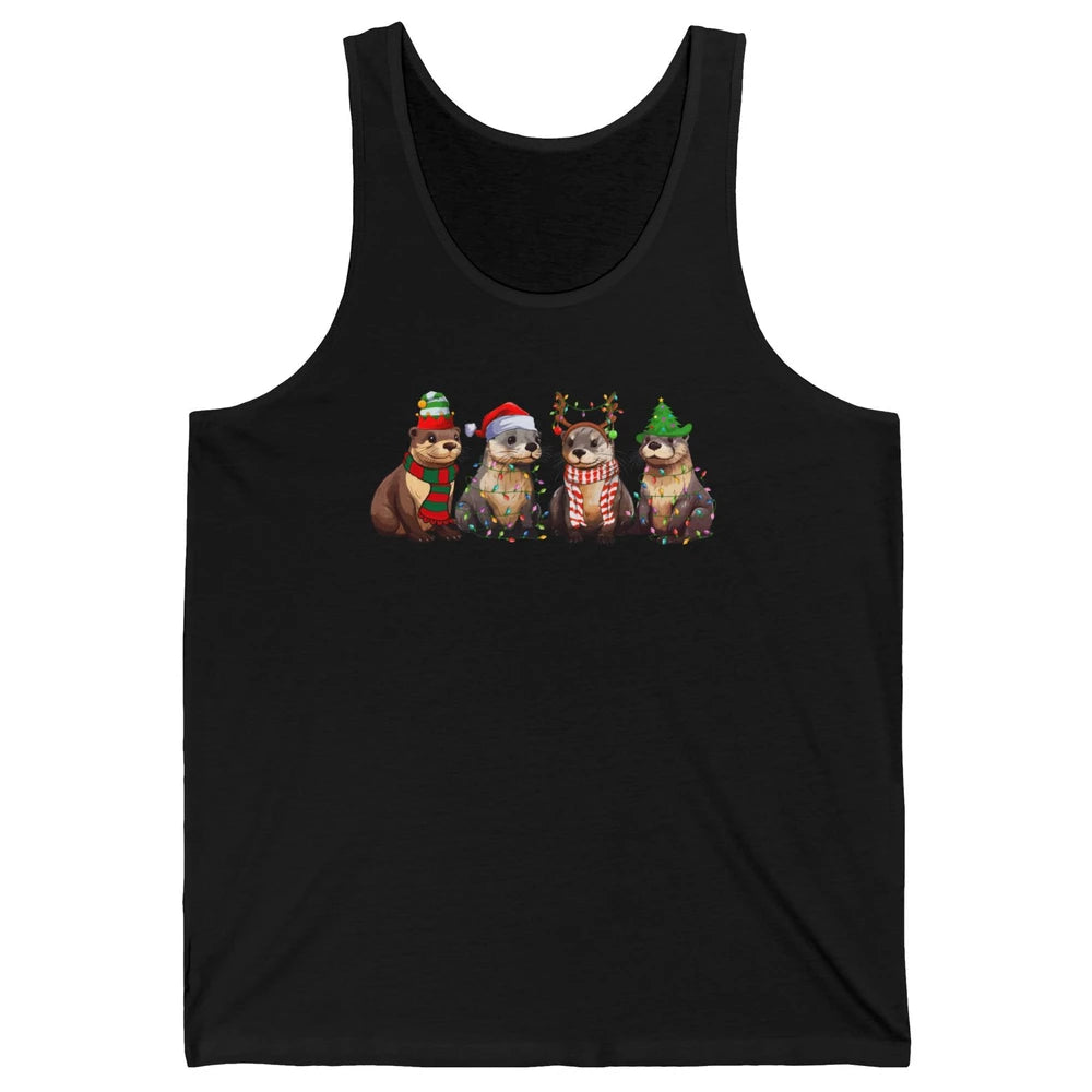 Otters Christmas Lights Sea Animal Christmas Otter Lovers Unisex Jersey Tank