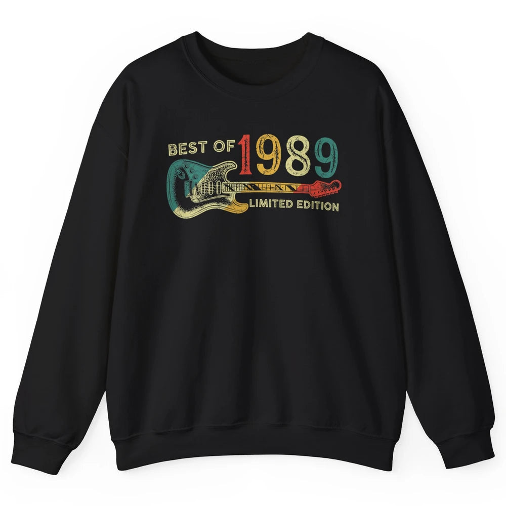 Retro 1989 Electric Guitar Birthday Guitarist Vintage 80s Unisex Crewneck Sweatshirt