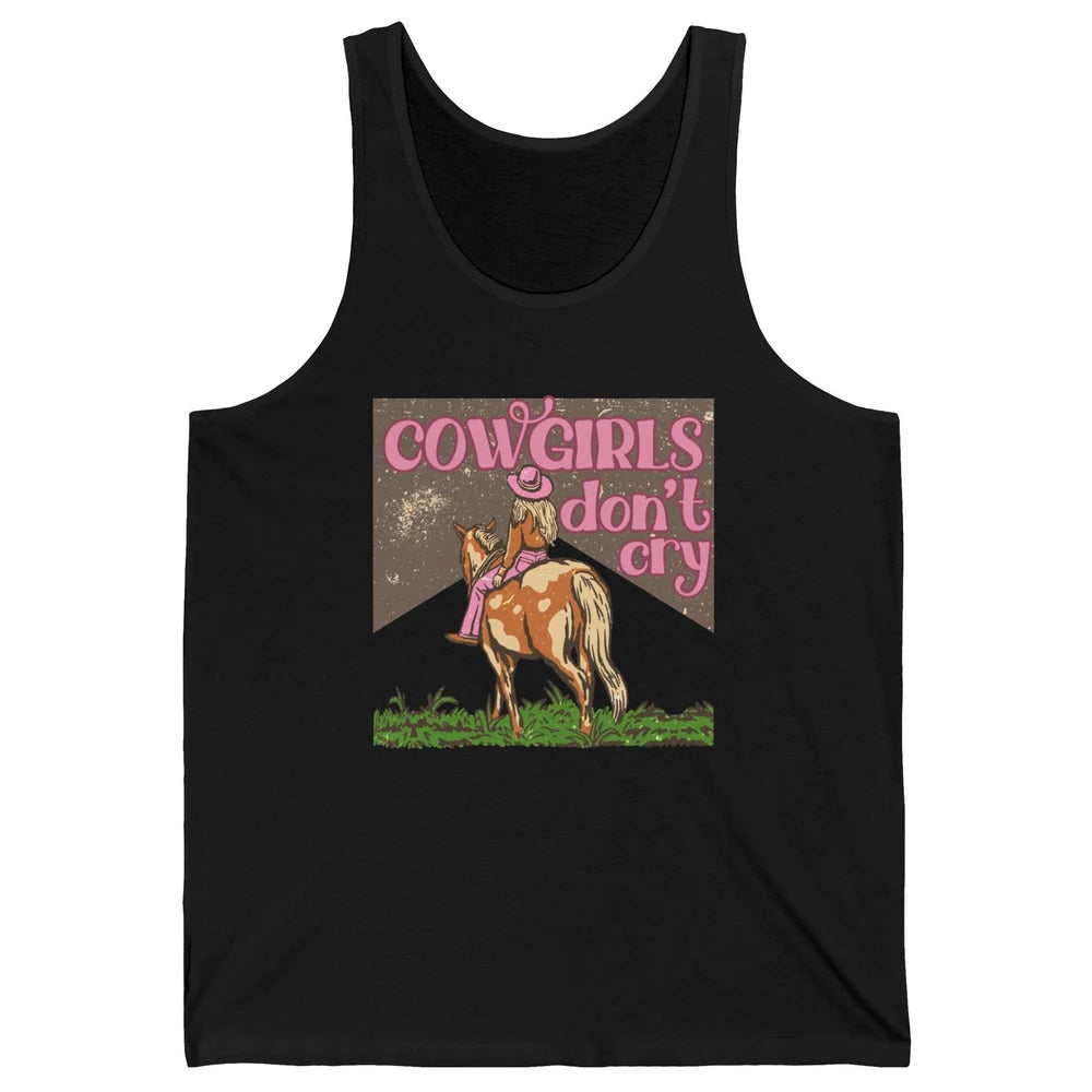 Retro Cowgirls Don't Cry Pink Horseback Rider Western Cowboy Unisex Jersey Tank