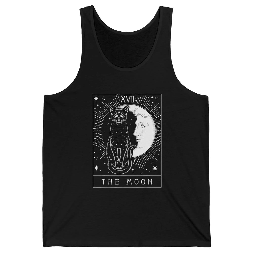 Retro Halloween Gothic Cat The Moon Tarot Card Witchcraft Unisex Jersey Tank