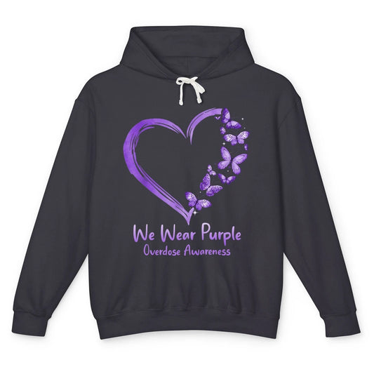 Overdose Awareness Month Love Purple Butterfly Heart Warrior Unisex Lightweight Hoodie