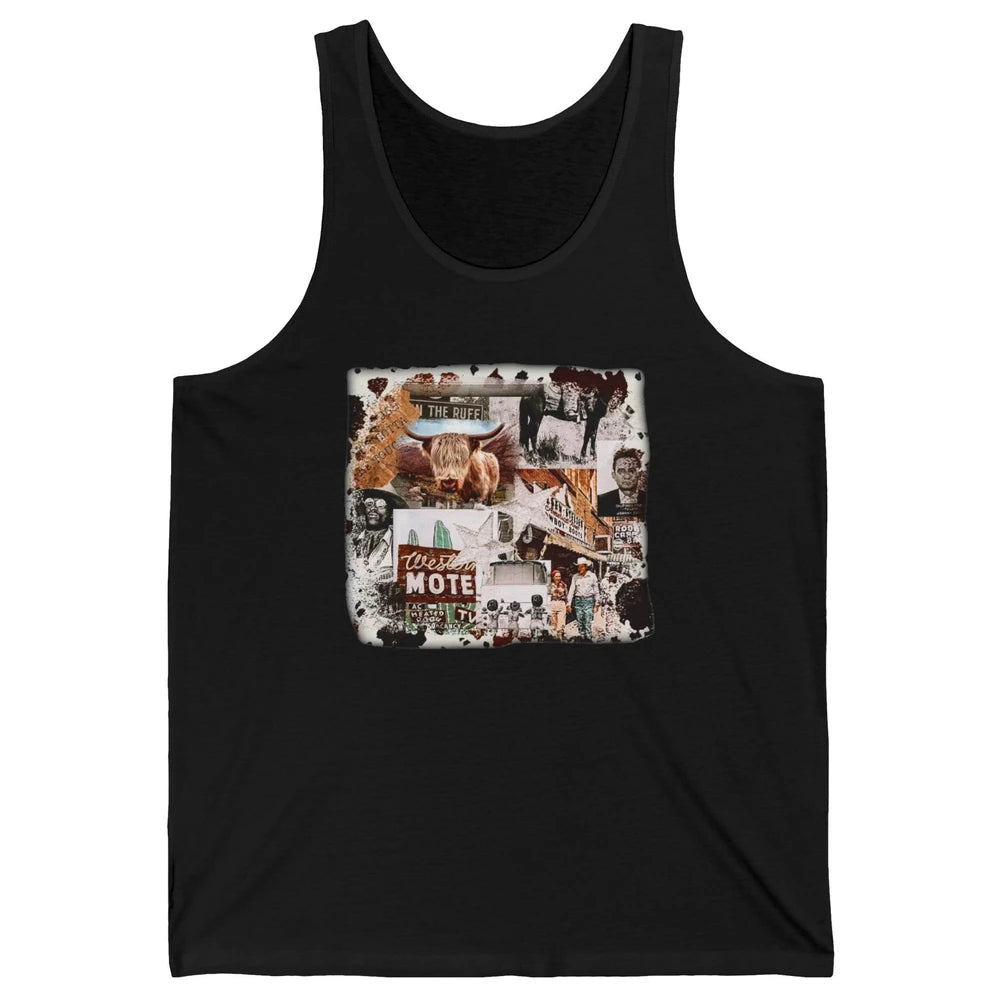 Retro Cowgirl And Cowboy Highland Cow Western Country Symbol Unisex Jersey Tank