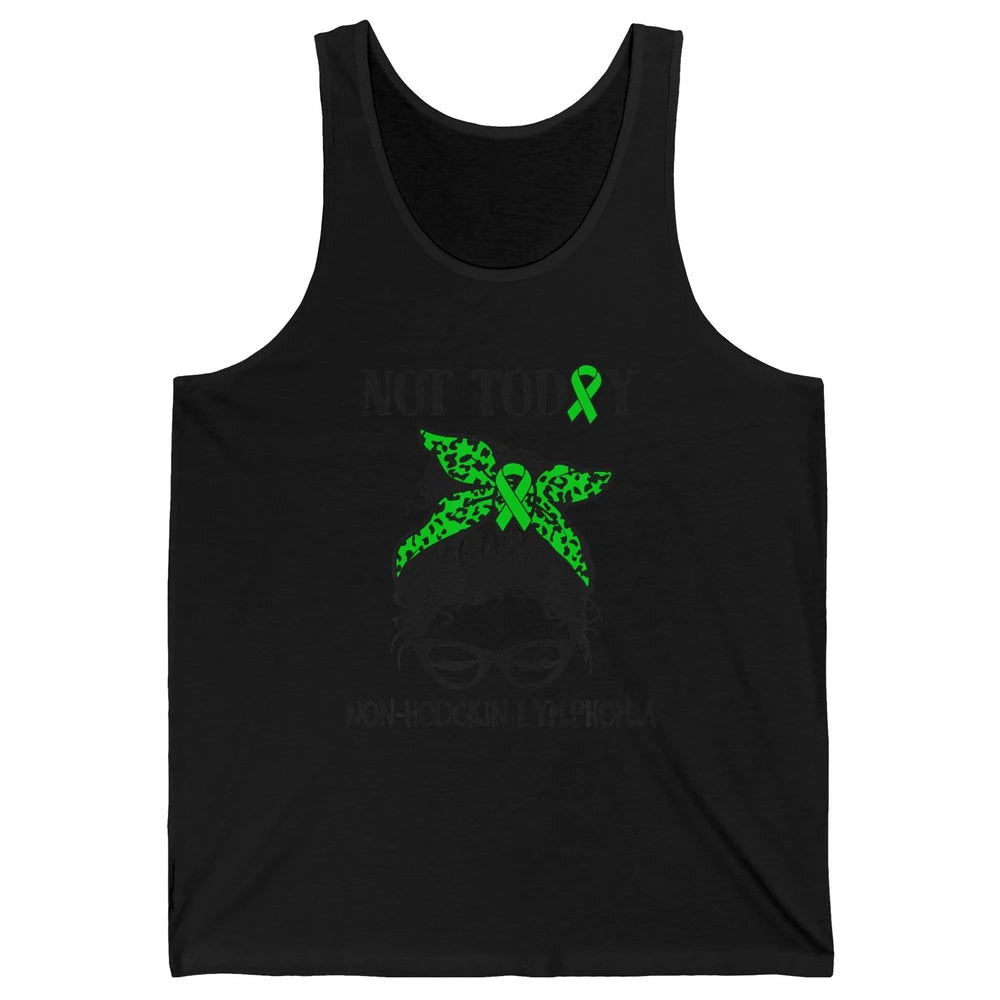 Non-Hodgkin Lymphoma Cancer Warrior Messy Hair Leopard Green Unisex Jersey Tank