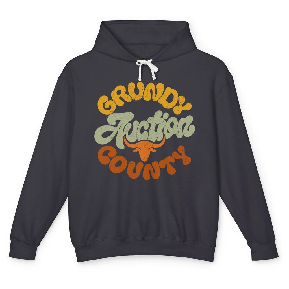 Retro Cow Cattle Grundy County Auction Western Country Farm Unisex Lightweight Hoodie