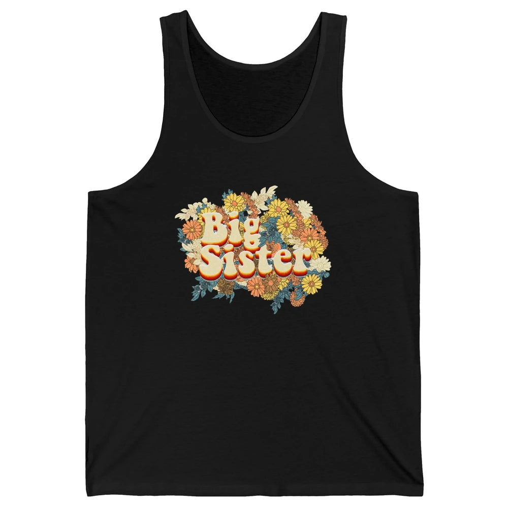 Retro Floral Big Sister Siblings Little Sister Gift Unisex Jersey Tank