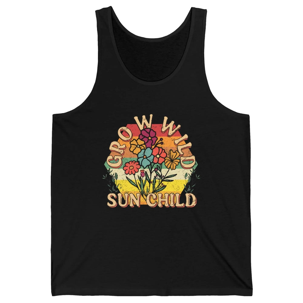 Retro Grow Wild Sun Child 70s Aesthetic Boho Western Summer Unisex Jersey Tank
