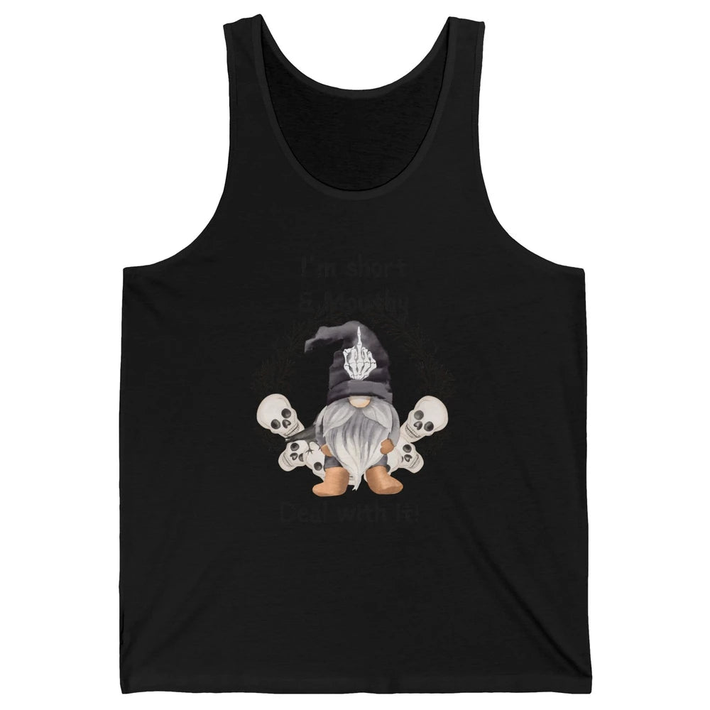 Retro Black Gnome Halloween I'm Short And Mouthy Gnome Skull Unisex Jersey Tank