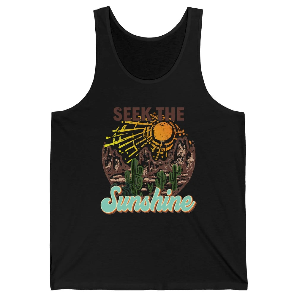 Retro Desert Cactus Seek The Sunshine Western Country Girls Unisex Jersey Tank