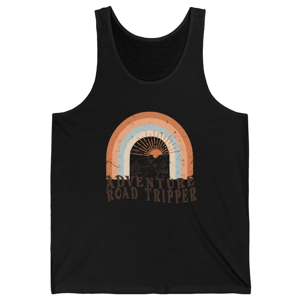 Retro Desert Sunrise Rainbow Adventure Road Tripper Western Unisex Jersey Tank