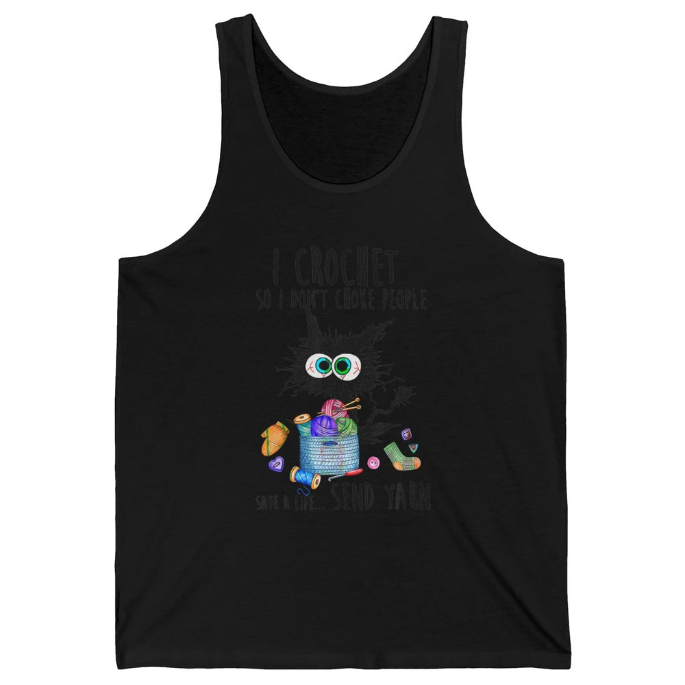 I Crochet So I Dont Choke People Cute Black Cat Knit Vintage Unisex Jersey Tank