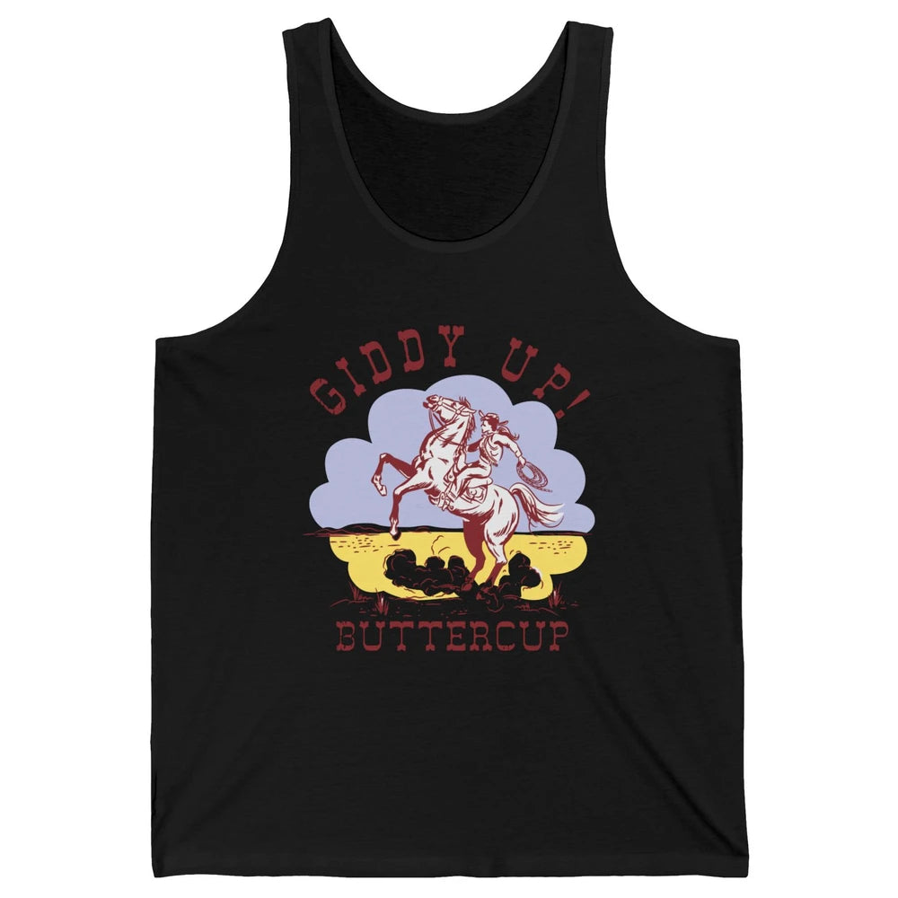Retro Cowgirl Hold Your Horse Giddy Up Western Cowboy Gift Unisex Jersey Tank