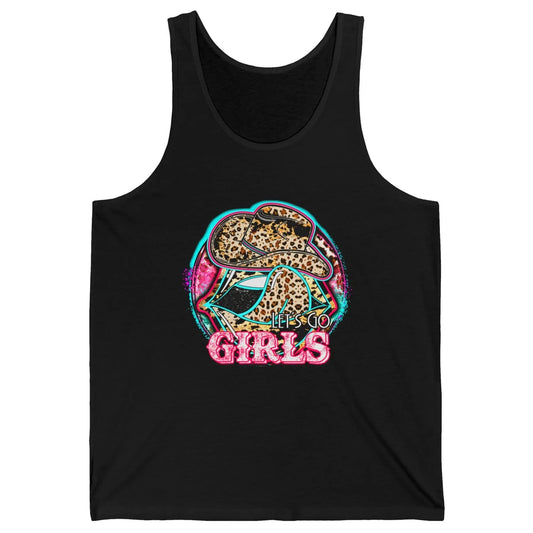 Retro Leopard Cowboy Boots Let's Go Girls Western Cowgirls Unisex Jersey Tank