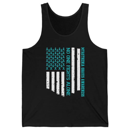 Myasthenia Gravis Awareness Teal Ribbon No One Fight Alone Unisex Jersey Tank