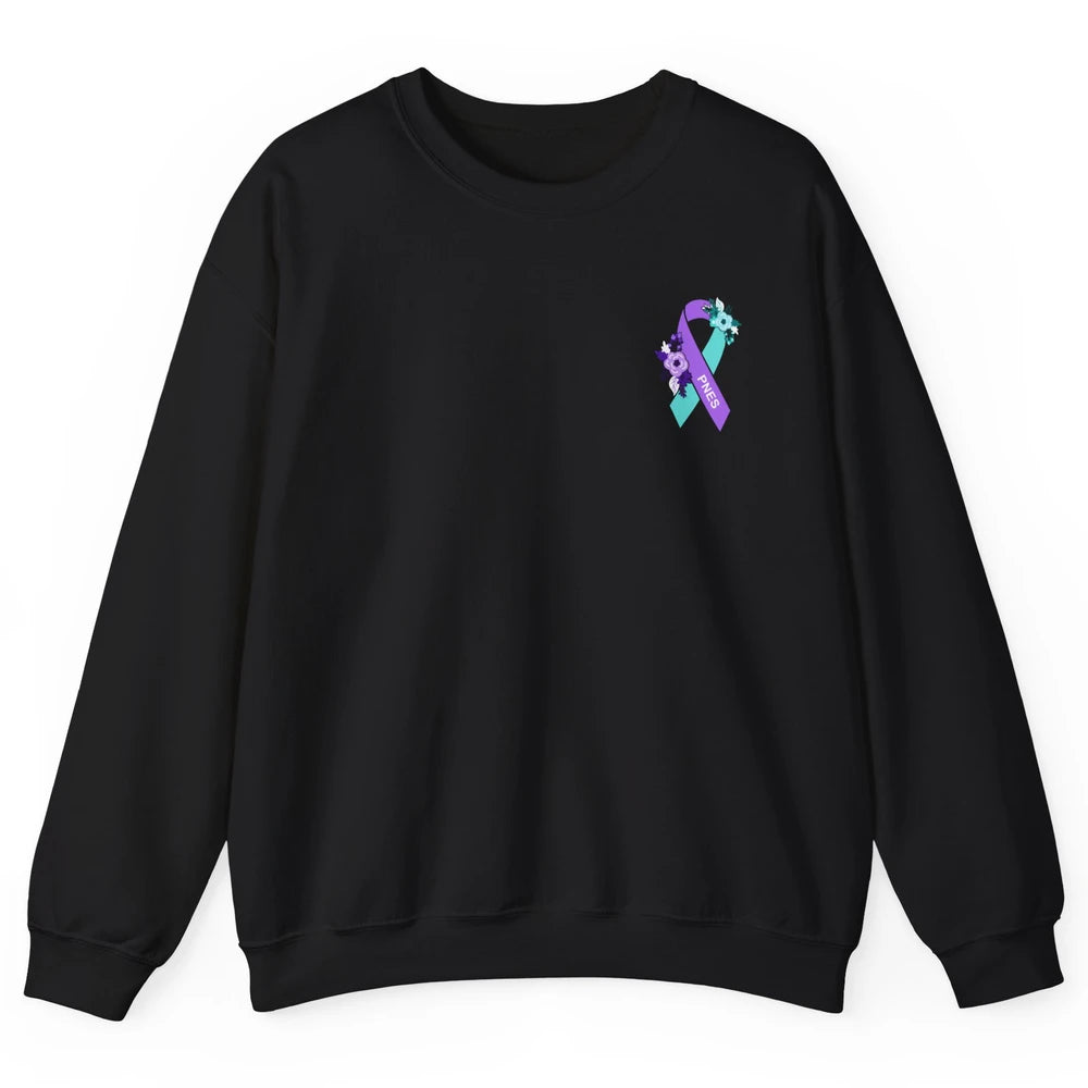 Psychogenic Non-epileptic Seizures PNES Purple Teal Ribbon Unisex Crewneck Sweatshirt
